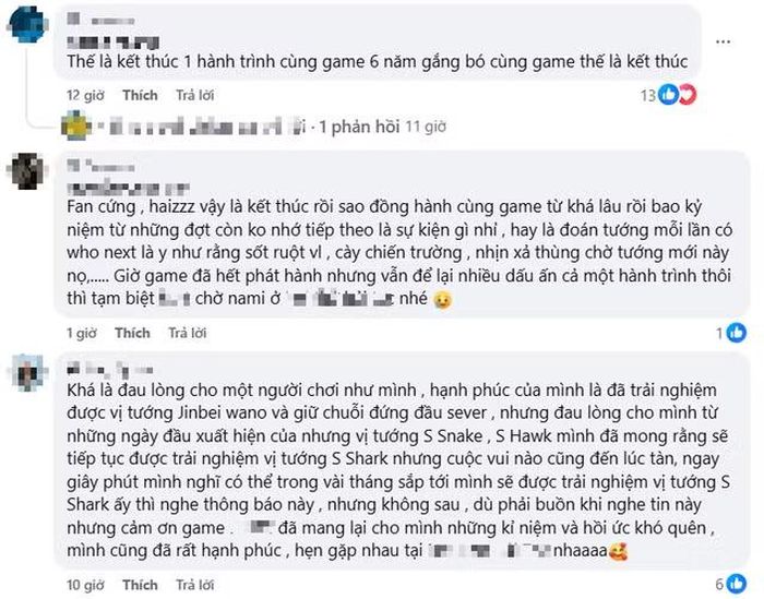 Ngay sau khi thông báo ngừng phát hành được đăng tải, hàng loạt bài viết chia sẻ cảm xúc đã xuất hiện trên các diễn đàn và hội nhóm mạng xã hội, nơi nhiều game thủ kể lại hành trình đồng hành từ những ngày đầu ra mắt, những trận chiến đáng nhớ cùng bạn bè và các cột mốc phát triển của cộng đồng trong suốt nhiều năm qua.