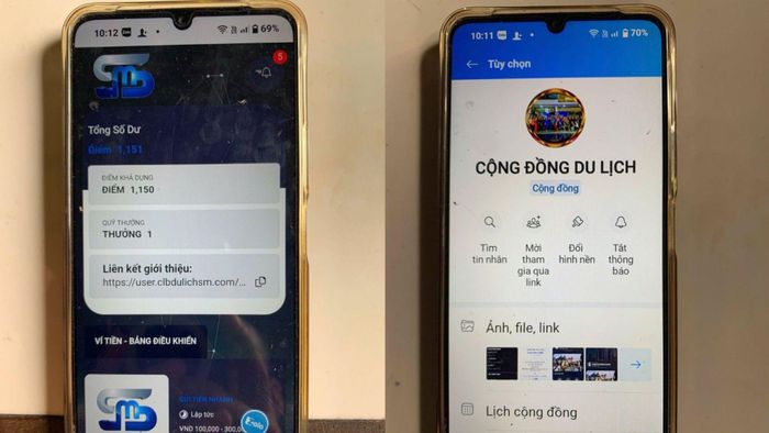 Ảnh chụp điện thoại bà N. đang tham gia mua "hợp đồng kỳ nghỉ". Ảnh: CACC
