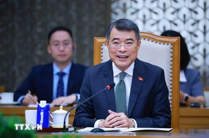 Thủ tướng Lê Minh Hưng tiếp Chủ tịch Cơ quan Hợp tác Quốc tế Nhật Bản (JICA) Tanaka Akihiko. (Ảnh: Dương Giang/TTXVN)