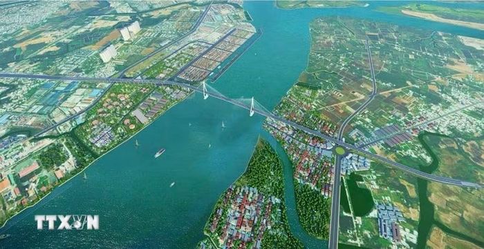 Phối cảnh cầu Cát Lái bắc qua sông Đồng Nai nối thành phố Đồng Nai và Thành phố Hồ Chí Minh. (Ảnh: TTXVN phát)