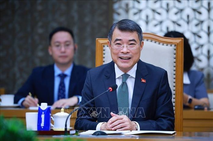 Thủ tướng Lê Minh Hưng tiếp Chủ tịch Cơ quan Hợp tác quốc tế Nhật Bản (JICA) Tanaka Akihiko. Ảnh: Dương Giang/TTXVN