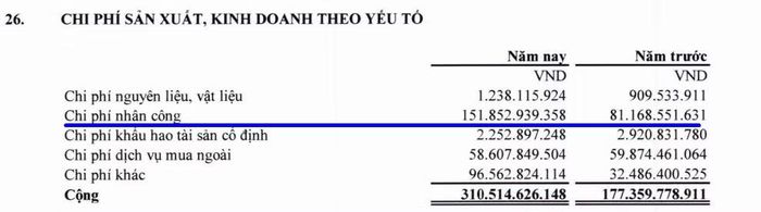 Chi phí nhân công chiếm gần một nửa tổng chi phí sản xuất kinh doanh của TV3. Nguồn: Báo cáo kiểm toán năm 2025.