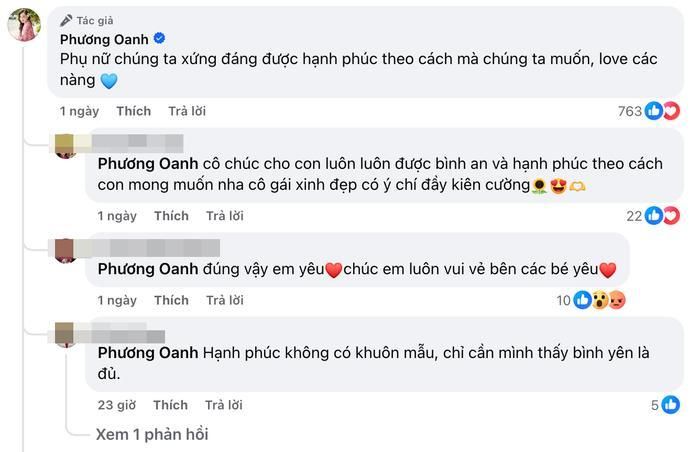 Bình luận của khán giả sau khi Phương Oanh ngầm công khai đã có cuộc sống hạnh phúc mới sau những thăng trầm đã qua.