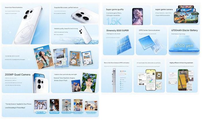 Các tính năng chính của OPPO Reno16 tiêu chuẩn