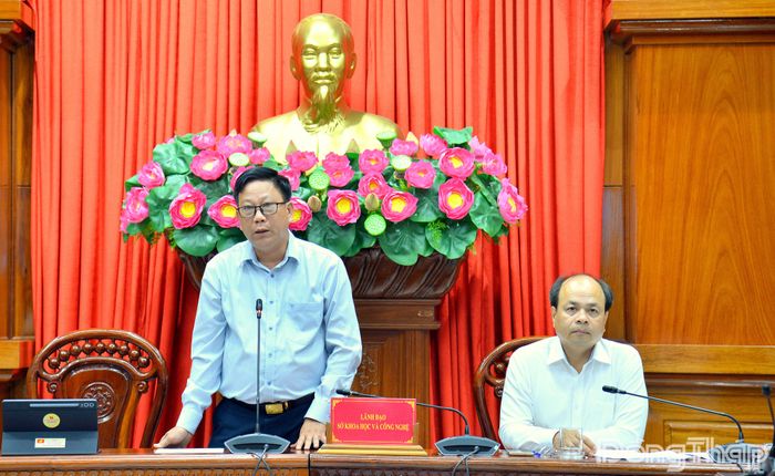 Giám đốc Sở Khoa học và Công nghệ tỉnh Đồng Tháp Lê Quang Khôi phát biểu tại hội nghị.