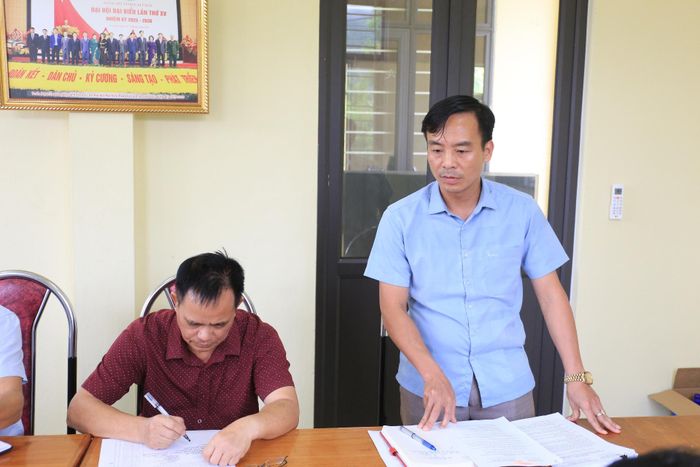 Đồng chí Nguyễn Biên Cương – Chủ tịch Liên minh HTX tỉnh, Phó trưởng Ban thường trực, Trưởng đoàn công tác phát biểu tại buổi làm việc.