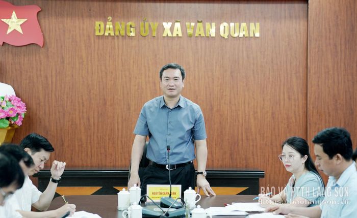Đồng chí Nguyễn Cảnh Toàn, Phó Bí thư Tỉnh ủy, Chủ tịch UBND tỉnh phát biểu tại buổi làm việc