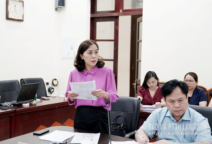 Đại diện chủ đầu tư dự án Nhà máy chế biến hoa hồi Lạng Sơn và dự án Khu dân cư phố Đức Tâm II báo cáo tình hình thực hiện các dự án tại buổi làm việc