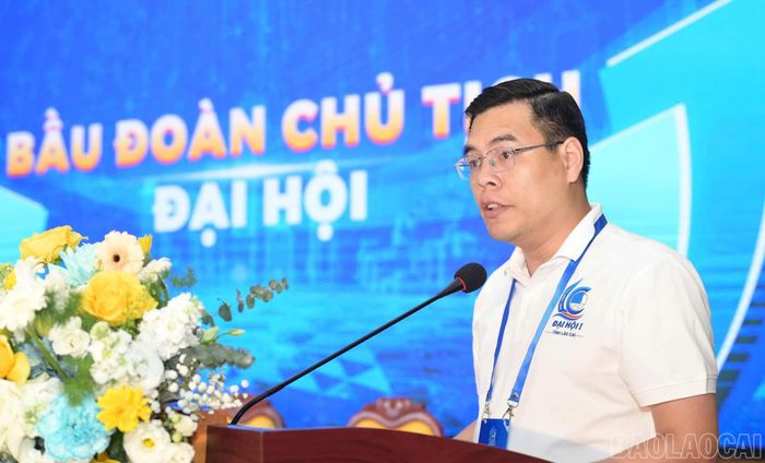 Đồng chí Hà Đức Hải - Bí thư Tỉnh đoàn, Chủ tịch Hội LHTN Việt Nam tỉnh điều hành bầu Đoàn Chủ tịch, Đoàn Thư ký đại hội.