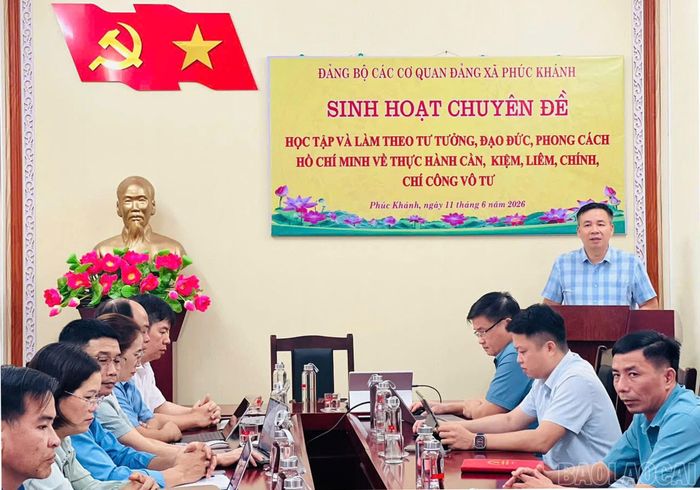 Đồng chí Phạm Anh Tuấn - Phó Bí thư Thường trực Đảng ủy, Bí thư Đảng bộ Các cơ quan Đảng trực tiếp trình bày chuyên đề.