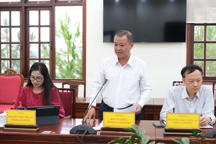Phó Trưởng Ban Tổ chức Tỉnh ủy Vũ Quang Lâm nêu ý kiến tại buổi sơ kết