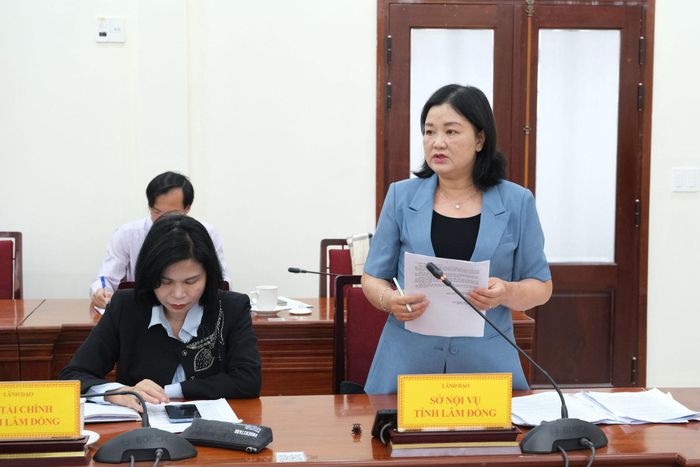 Phó Giám đốc Sở Nội vụ, Ủy viên Ban Vì sự tiến bộ của phụ nữ tỉnh Lê Thị Thêu nêu đánh giá 6 tháng đầu năm