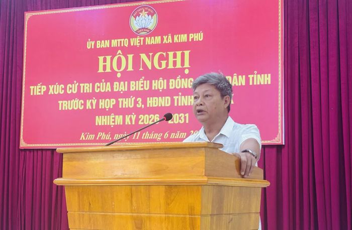 Cử tri xã Kim Phú phát biểu tại buổi tiếp xúc - Ảnh: K.H