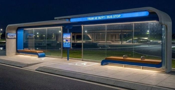 Mẫu nhà chờ xe buýt N02 có chiều dài 12m. Ảnh: Quang Phương chụp lại