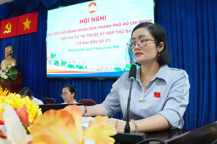 Tổ trưởng Tổ đại biểu HĐND TP. Hồ Chí Minh số 27, Chủ tịch UBND phường Thông Tây Hội Đào Thị Mỹ Thư. Ảnh: Thạc Hiếu
