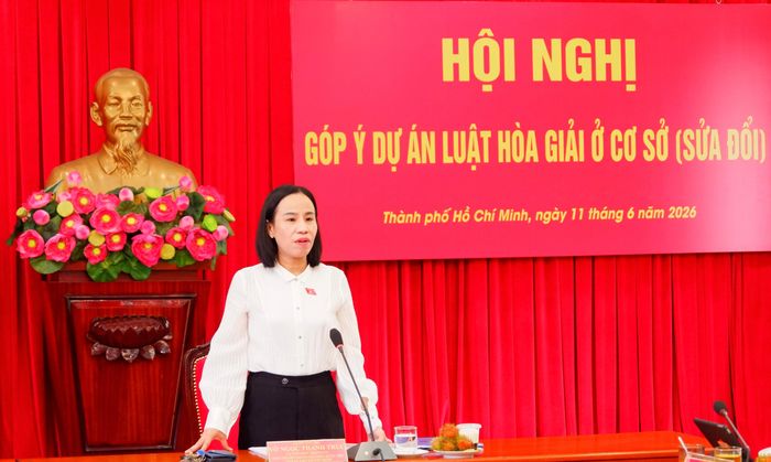 Phó Trưởng đoàn chuyên trách Đoàn ĐBQH thành phố Võ Ngọc Thanh Trúc phát biểu. Ảnh: Hoa Lê