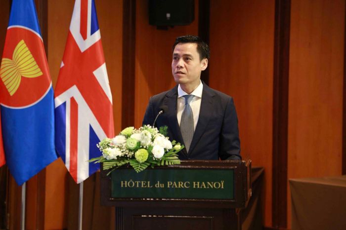 Thứ trưởng Bộ Ngoại giao Đặng Hoàng Giang - Trưởng SOM ASEAN Việt Nam phát biểu tại Diễn đàn. Ảnh: BNG