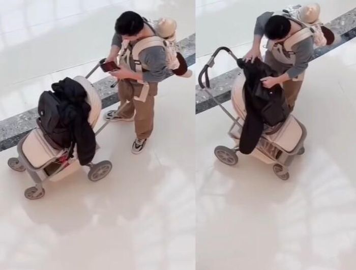 Ông bố lục balo để tìm con vì nghĩ rằng có khả năng đứa trẻ tự chui vào trong đó.