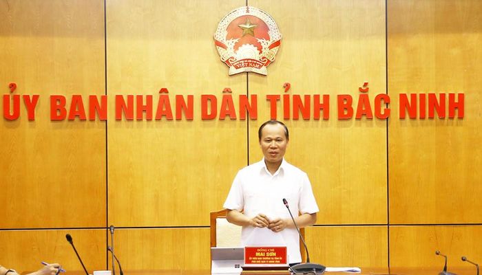 Phó Chủ tịch Thường trực UBND tỉnh Bắc Ninh Mai Sơn phát biểu chỉ đạo cuộc họp. Ảnh: Cổng TTĐT tỉnh Bắc Ninh