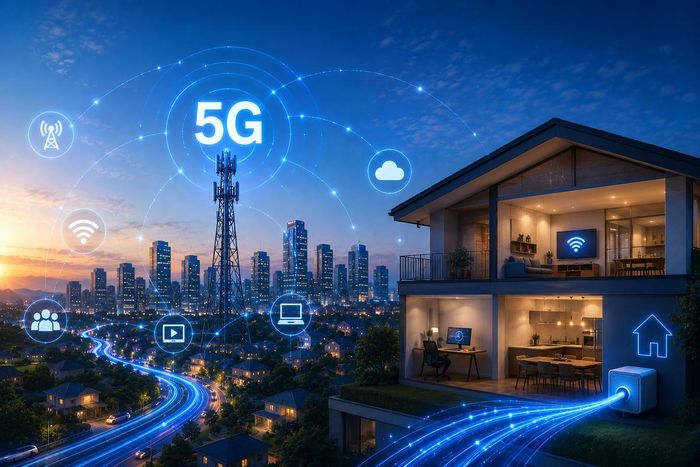 Chương trình phát triển kinh tế số và xã hội số giai đoạn 2026 - 2030 đặt mục tiêu 5G phủ sóng 99% dân số, 100% hộ gia đình tiếp cận Internet băng rộng cáp quang tốc độ 1 Gb/s. Ảnh minh họa