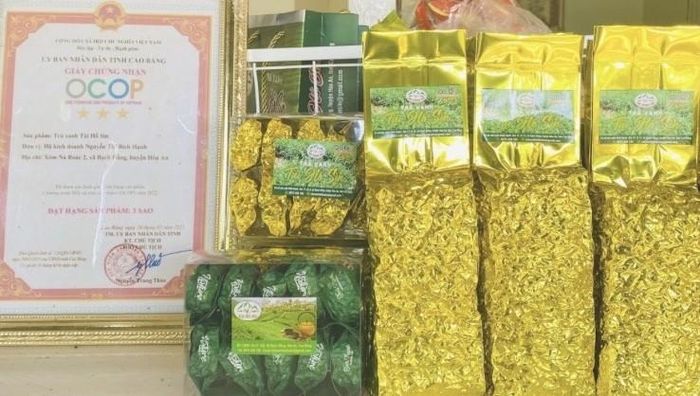  Sản phẩm “Trà xanh Tài Hồ Sìn” của Cơ sở Nhất Hạnh đạt sản phẩm OCOP 3 sao. Ảnh Quốc Sơn. 