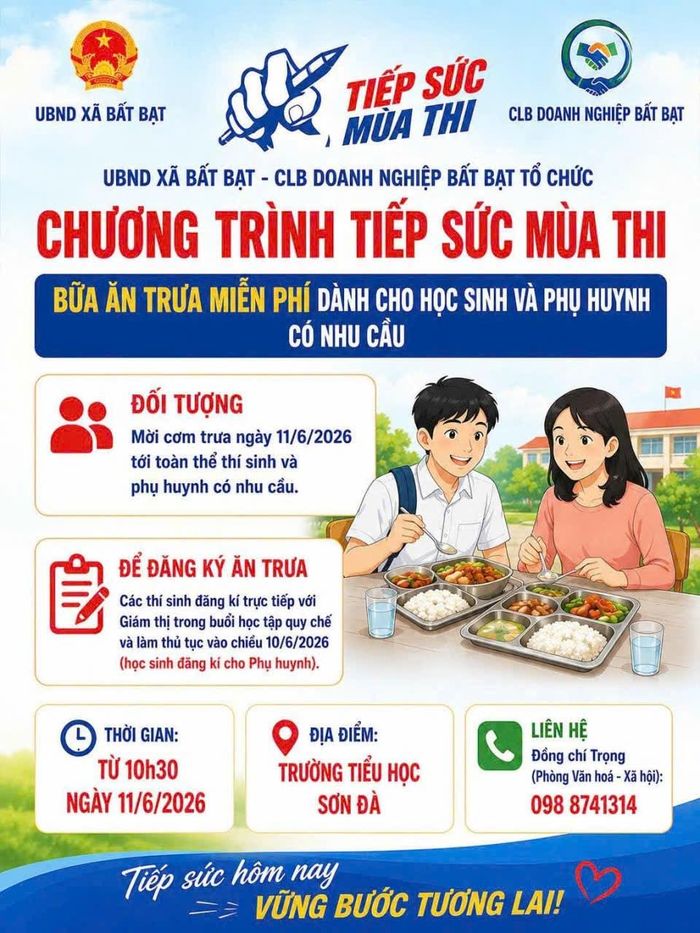 Thông tin hỗ trợ thí sinh dự thi tốt nghiệp THPT 2026 do UBND xã Bất Bạt và Câu lạc bộ Doanh nghiệp Bất Bạt tổ chức. Ảnh: NB