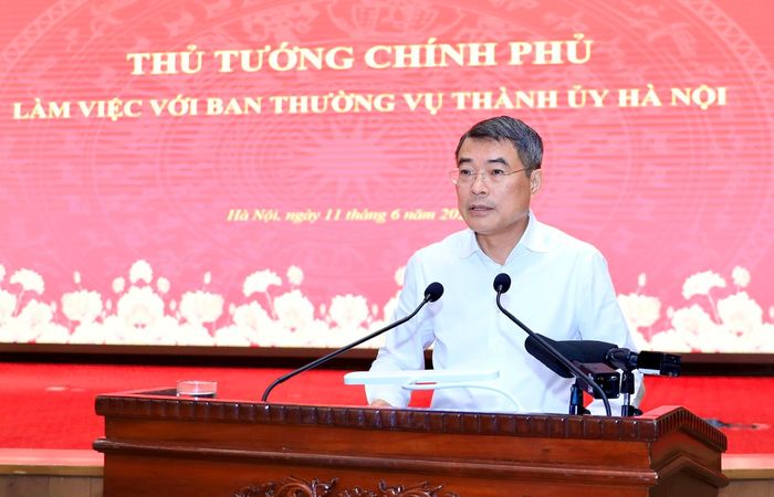 Thủ tướng Chính phủ Lê Minh Hưng phát biểu kết luận buổi làm việc. Ảnh: Quang Thái