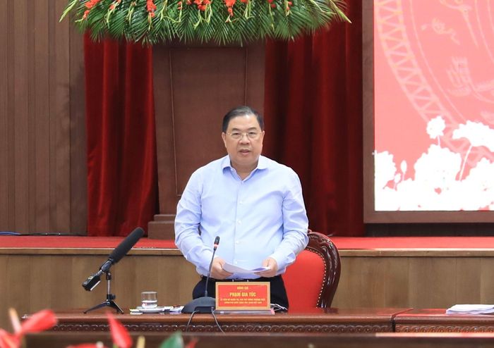 Phó Thủ tướng Thường trực Chính phủ Phạm Gia Túc phát biểu tại buổi làm việc. Ảnh: Quang Thái