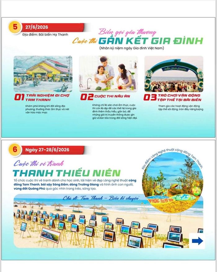 Cuộc thi "Biển gọi yêu thương - Gắn kết gia đình" sẽ diễn ra tại Lễ hội biển Tam Thanh. Ảnh: BTC