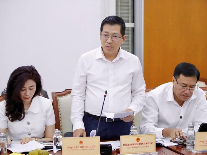 Cục trưởng Cục Báo chí Lưu Đình Phúc phát biểu