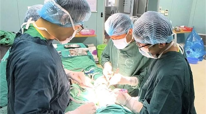 Bác sĩ phẫu thuật cho bệnh nhân.