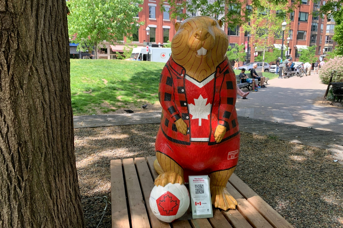  Mô hình hải ly đại diện cho đồng chủ nhà Canada. Ảnh: AP 