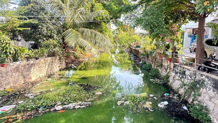  Kênh thoát nước đi qua địa bàn phường Rạch Dừa ô nhiễm, không được khơi thông, nạo vét. Ảnh: QUANG VŨ 