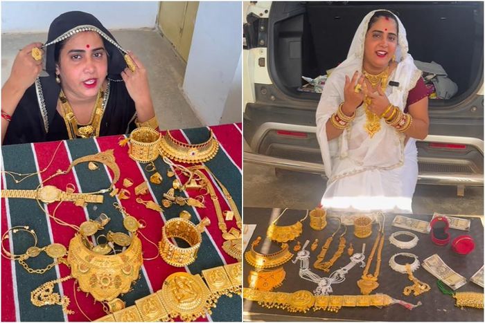 Rachna Gurjar thường xuyên khoe vàng, trang sức trên mạng xã hội. Ảnh: Indianexpress