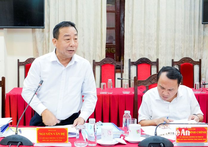 Đồng chí Nguyễn Văn Đệ - Phó Chủ tịch UBND tỉnh phát biểu. Ảnh: Phạm Bằng