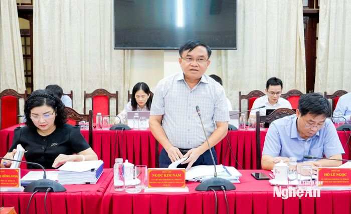 Đồng chí Ngọc Kim Nam - Trưởng ban Tuyên giáo và Dân vận Tỉnh ủy phát biểu. Ảnh: Phạm Bằng