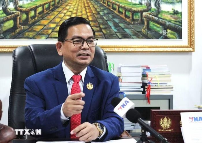 Tiến sỹ Kin Phea - Viện trưởng Viện Quan hệ Quốc tế thuộc Viện Hàn lâm Hoàng gia Campuchia (RAC). (Ảnh: Minh Hưng/TTXVN)