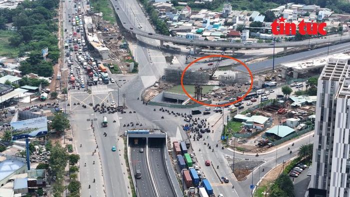 Vị trí xảy ra sập giàn giáo khi thi công nhánh N1.1.