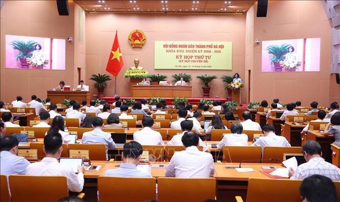 Khai mạc kỳ họp thứ tư HĐND thành phố Hà Nội khóa XVII. Ảnh: Văn Điệp/TTXVN