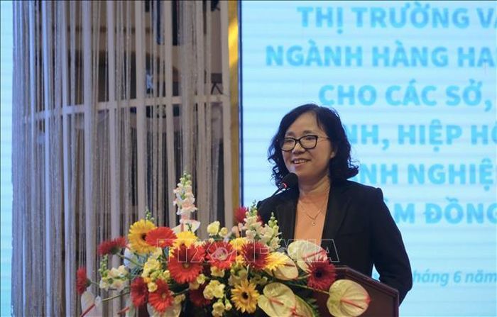 Bà Nguyễn Phương Trà, Vụ trưởng Vụ Trung Đông - Châu Phi (Bộ Ngoại giao), phát biểu tại hội thảo.