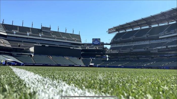 Mặt sân vận động Lincoln Financial Field (Mỹ) - nơi tổ chức một số trận đấu của VCK World Cup 2026. Ảnh: Quang Thịnh - P/V TTXVN tại Mỹ