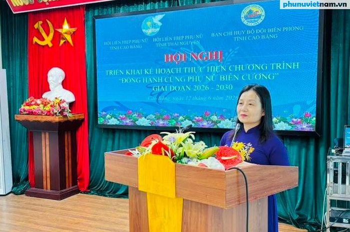 Bà Hà Thị Đào, Phó Chủ tịch Ủy ban MTTQ Việt Nam tỉnh, Chủ tịch Hội LHPN tỉnh Thái Nguyên, phát biểu