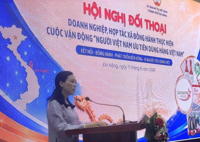 Phó Chủ tịch Ủy ban MTTQVN thành phố Đà Nẵng Nguyễn Thị Thanh Phương, phát biểu khai mạc Hội nghị. Ảnh Ngô Anh Văn