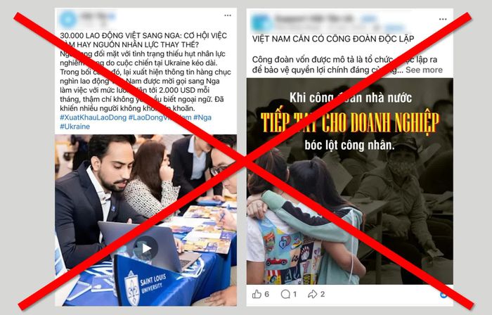 Các bài viết xuyên tạc tình hình lao động ở Việt Nam và bàn phương hướng thành lập “Công đoàn độc lập” tại Việt Nam. Ảnh chụp màn hình: H.L