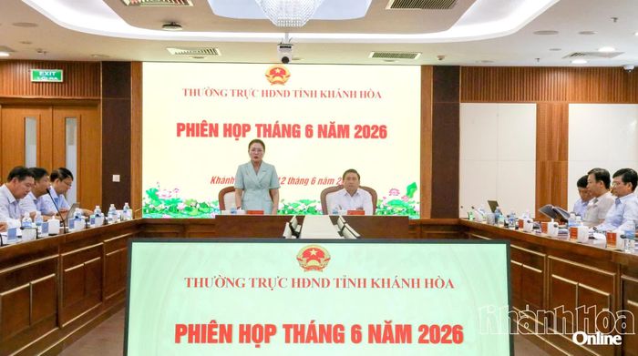 Đồng chí Phạm Thị Xuân Trang phát biểu tại phiên họp.
