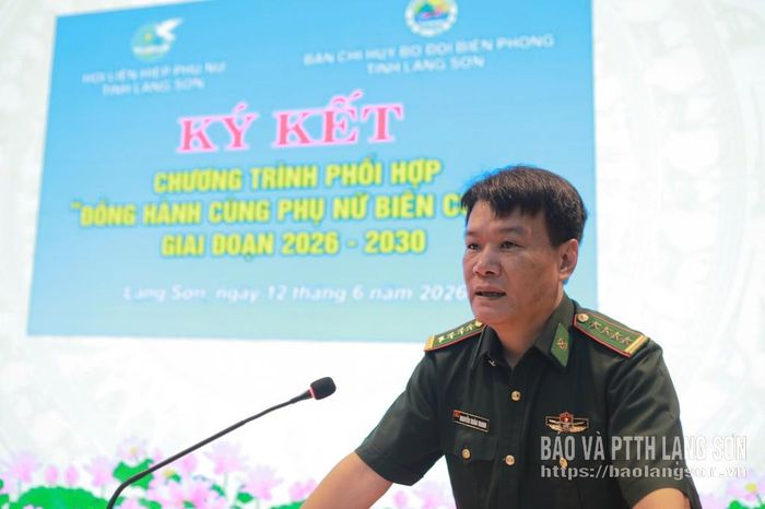 Lãnh đạo Ban Chỉ huy Bộ đội Biên phòng Lạng Sơn phát biểu tại chương trình