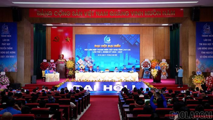 Quang cảnh Đại hội đại biểu Hội Liên hiệp Thanh niên Việt Nam tỉnh Lào Cai lần thứ I, nhiệm kỳ 2026 - 2029.