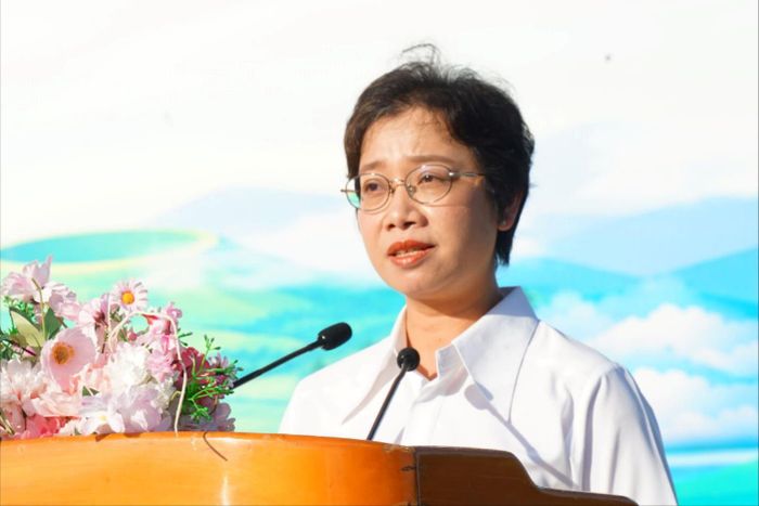 Bà Nguyễn Lan Ngọc, Phó Giám đốc Sở Văn hóa, Thể thao và Du lịch phát biểu tại lễ phát động