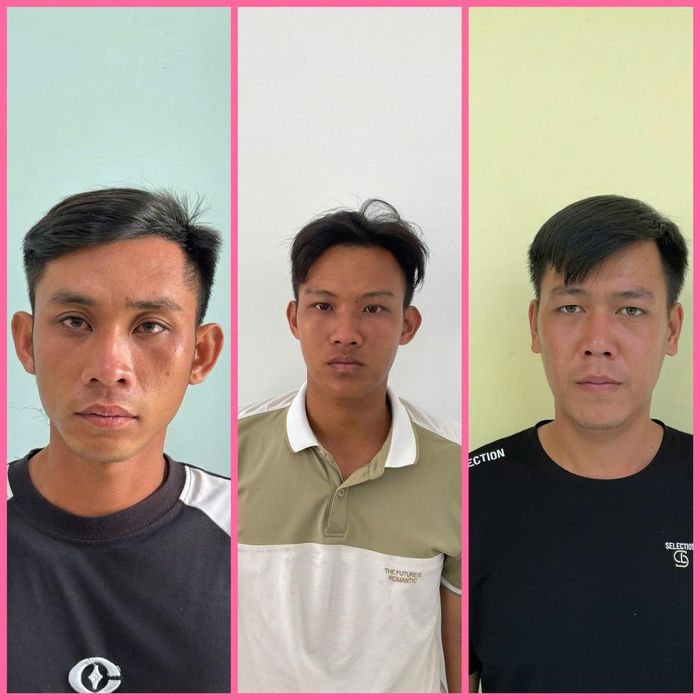 Các bị can Khang, Đạt và Tuấn (từ trái qua phải) bị khởi tố về tội chế tạo, tàng trữ và sử dụng trái phép vũ khí quân dụng