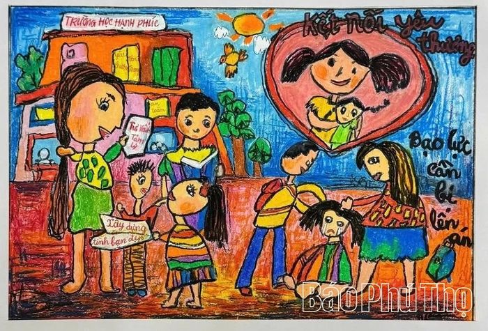 Tranh vẽ của em Trần Phương Linh, học sinh lớp 2E, Trường Tiểu học Trung Hà, xã Nguyệt Đức, đạt giải Nhất cấp tỉnh, giải Ba cấp quốc gia.